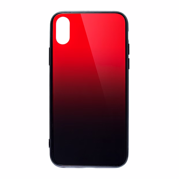 Чехол для iPhone X/XS Омбре Glass (Красно-черный)