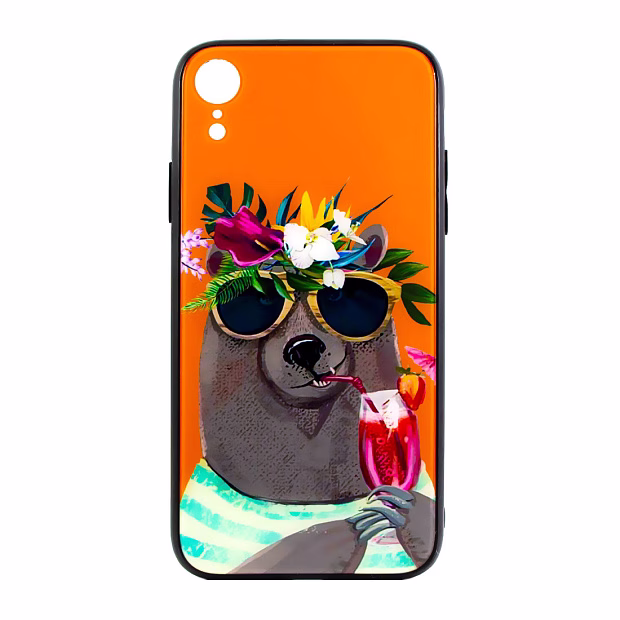 Чехол для iPhone XR Swanky glass (Медведь)