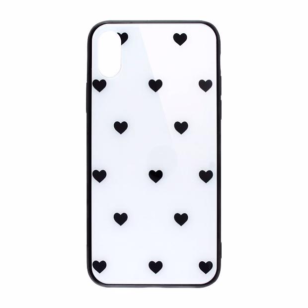 Чехол для iPhone X/XS Vanilla glass (Hearts)
