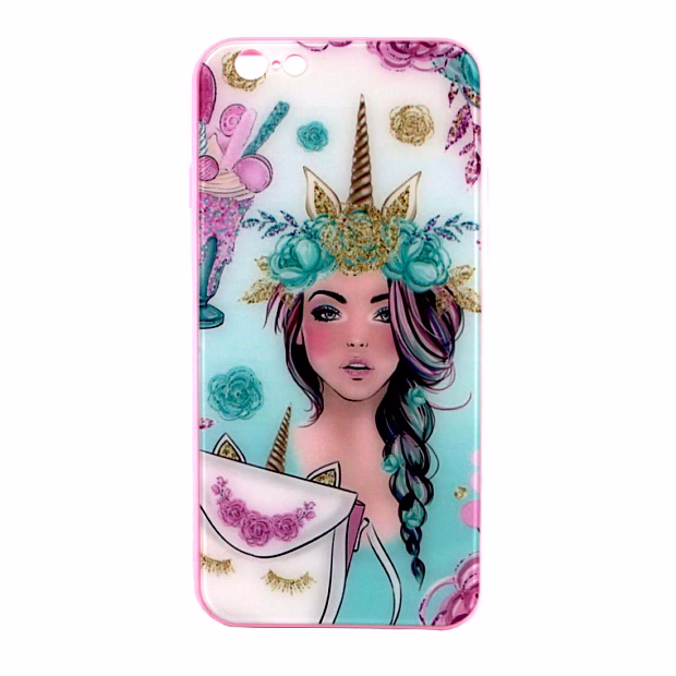 Чехол для iPhone 6/6S Ladies style glass+силикон (Girl)