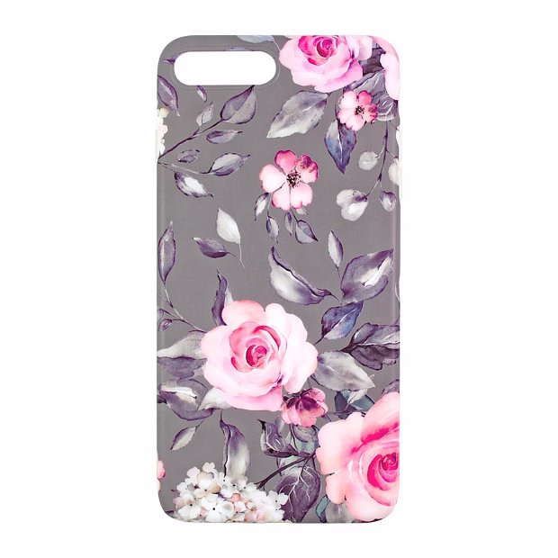 Чехол для iPhone 7+/8+ Glamour силикон (Розы на сером)