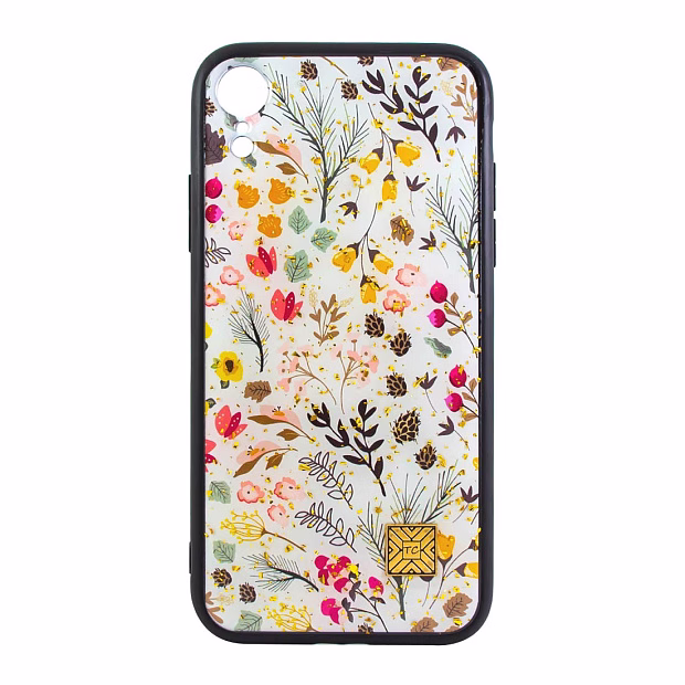 Чехол для iPhone XR Pictures foil силикон (Цветы на белом)