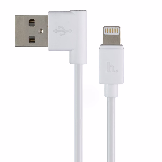 Кабель USB - Apple 8 pin HOCO UPL11, 1.2м, круглый, 2.1A, силикон, боковой, цвет: белый