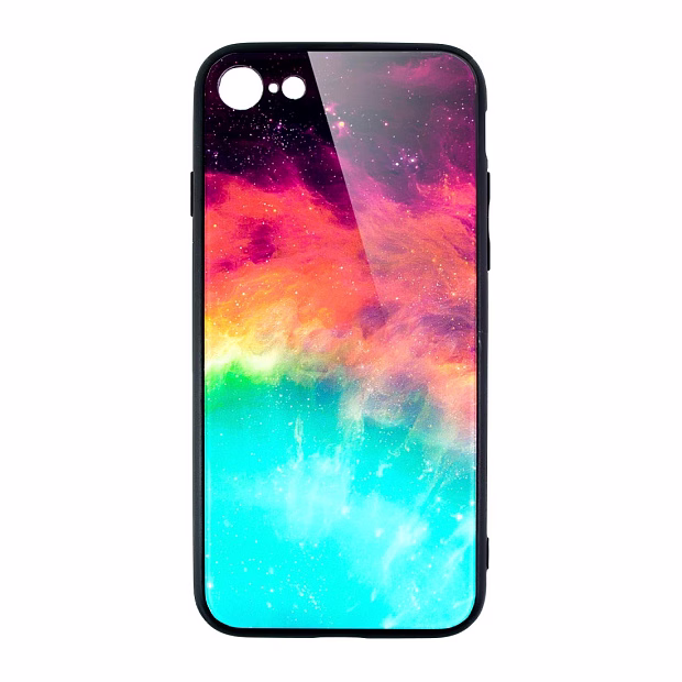Чехол для iPhone 7/8 Mix glass+силикон (Туманность)