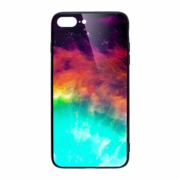 Чехол для iPhone 7+/8+ Mix glass+силикон (Туманность)