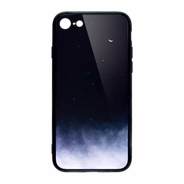 Чехол для iPhone 7/8 Mix glass+силикон (Ночное небо)