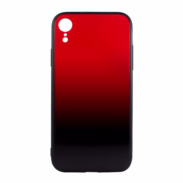 Чехол для iPhone XR Омбре Glass (Красно-черный)