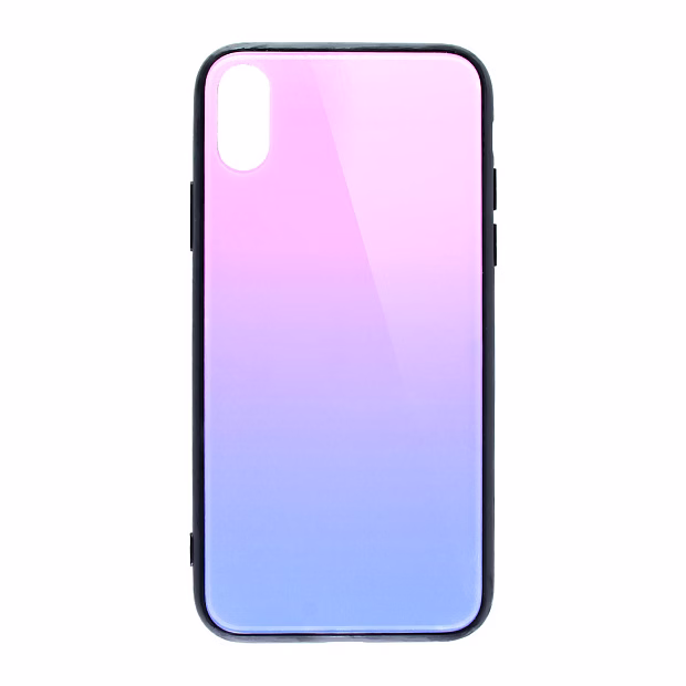 Чехол для iPhone X/XS Омбре Glass (Розово-голубой)