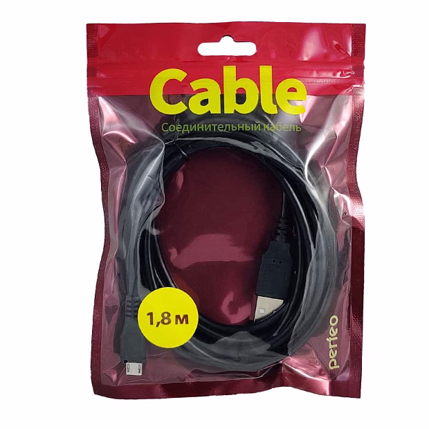 PERFEO Кабель USB2.0 A вилка - Micro USB вилка, длина 1,8 м.
