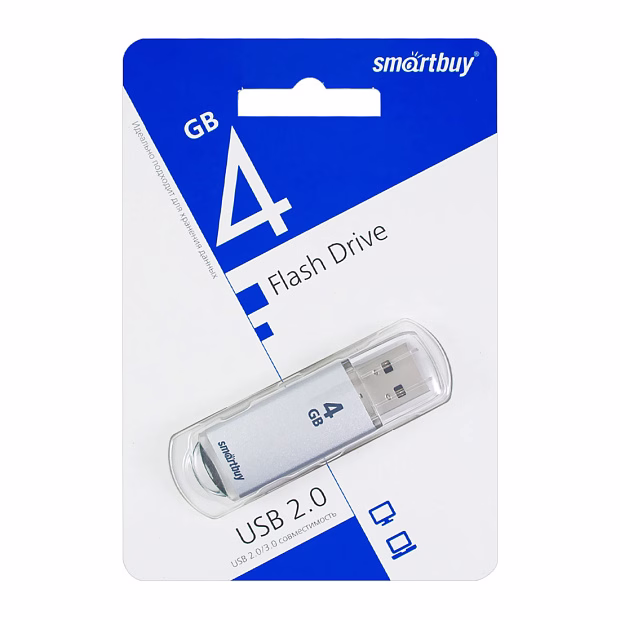 USB флэш-диск Smart Buy 4GB V-Cut Silver