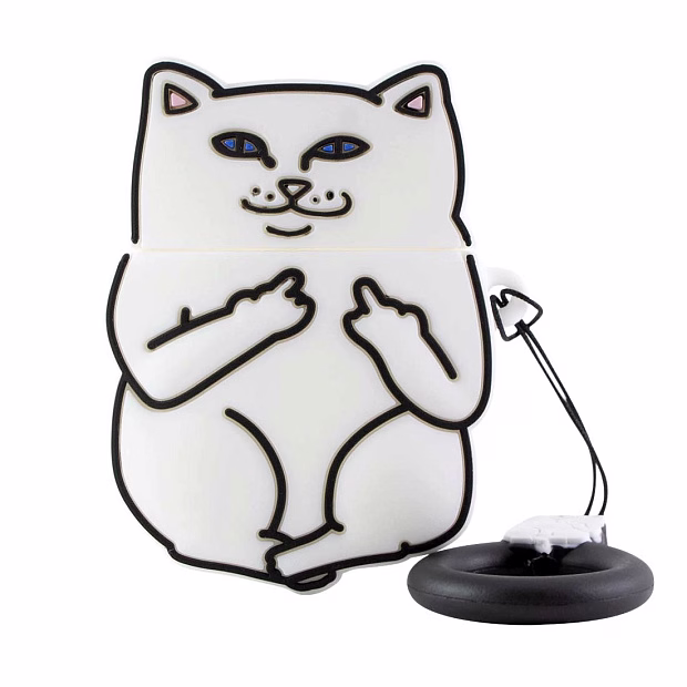 Чехол для AirPods Color Mix (Fuckin cat белый)