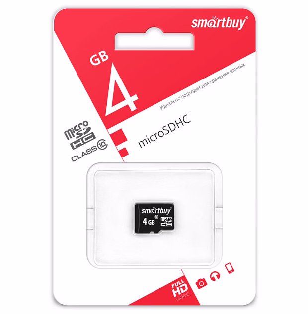 Карта памяти micro SDHC Smart Buy 4GB Class 4 (без адаптера SD)