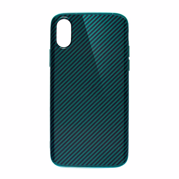 Чехол для iPhone X/XS Glossy carbone (Зеленый)