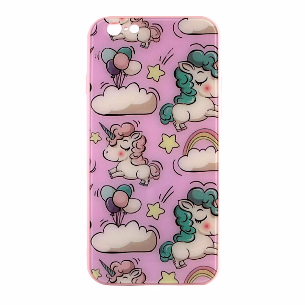 Чехол для iPhone 6/6S Ladies style glass+силикон (Unicorns)